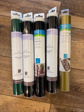 Cricut & Park Lane Premium Permanent Vinyl Rolls - Black, Green, Gold